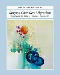Join us for this FREE Reception! 🖼️✨️⁠ ⁠ Migrations, the title of Grayson  Chandler's upcoming solo, speaks to the operative manner of abstraction he  uses to navigate his paintings. ⁠ ⁠ 🗓️:
