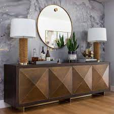 Hanging Circular Mirror Brass Sideboard Decor Dining Room Dining Room Buffet Decor Dining Room Style