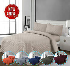 King size blankets & throws : 3pcs Quilted Embossed Bedspread Bed Throw Comforter Set Single Double King Size Ebay