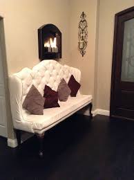 Eggplant vintage velvet with matching buttons. How To Make A Highback Dining Bench High Back Dining Bench Diy Dining Diy Dining Room