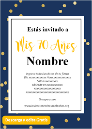 Invitación de cumpleaños glitter oro. Https Www Xn Invitacionesdecumpleaos Dic Org Invitaciones De 70 Anos