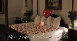 Room Of Roses Candles And Chocolate Romantic Room Decoration Hotel Decor Rose Gold Room Decor