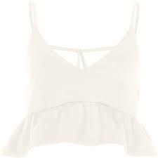river island cream frill hem cami crop top 44 liked on polyvore featuring tops cream crop tops b white crop top tank white cami tops strappy tank tops