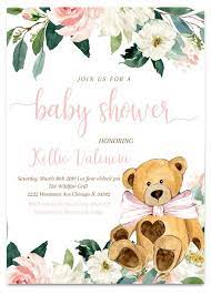 Teddy Bear Baby Shower Invitation Teddy Bear Girl Baby Shower Invitatio Baby Bear Baby Shower Baby Shower Invites For Girl Teddy Bear Baby Shower Invitations