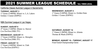 Replays of the games will also be available on nba.com. Miami Heat Begin Nba Summer League Play Tonight Full Roster And Schedule Released Hot Hot Hoops