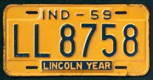 Indiana 1959 Lincoln Year Ll 8758 Heartland Of America License Plate Indiana