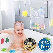 While the most common option is a net with suckers that you attach to the bathroom wall, we'd recommend a bath toy organiser that's a little more sturdy, such as the bath pod frog scoop by boon. Baby Bath Time Cute Toy Tidy Storage Suction Bag Cup Bathroom Organiser Shark Storage Bags Household Supplies Cleaning