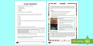 Students may presume that all fossilized animals still exist today. What Are Fossils Ks2 Reading Comprehension Teacher Made