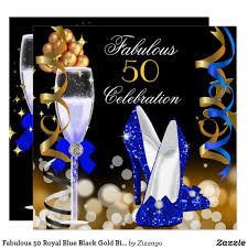 Black And Gold Birthday Party Invitations Fabulous 50 Royal Blue Black Gold Birthday Party Invitation Zazzle Com Gold Birthday Gold Birthday Party Blue Birthday Parties