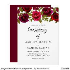 Burgundy Red Flowers Elegant Wedding Invitation Zazzle Com Rose Wedding Invitations Red Rose Wedding Wedding Invitation Cards