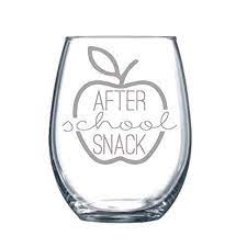 Download Amazon Com After School Snack Funny Gift Laser Etched Wine Glass Cursive 17 Oz Handmade