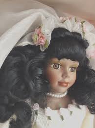 Replica Porcelain Doll With Black Hair Reproduction Blonde Parian Bisque  Shoulder Head Doll 16" Leather