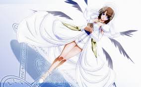 Dressed in a long, ivory dress adorned with lace trimming and detailing, this angel has white feathery wings, brown hair. Holy Angel Other Anime Background Wallpapers On Desktop Nexus Image 1765922