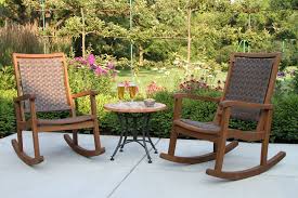 Brown All Weather Wicker Eucalyptus Rocking Chairs Terra Cotta Mosaic Accent Table In 2020 Wood Rocking Chair Mosaic Accent Table Wicker Rocker