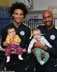 From his wife or girlfriend to things such as his tattoos, cars discover everything you want to know about leroy sané: Manchester City Stars Bring Festive Cheer To Local Hospitals Daily Mail Online