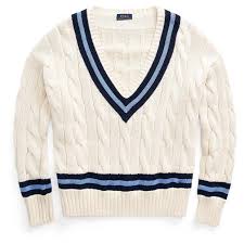 Ll600 mens hugo boss brown 1/4 button thin knit polo jumper uk l eu 54. Polo Ralph Lauren Cable Knit Cricket Jumper Van Mildert