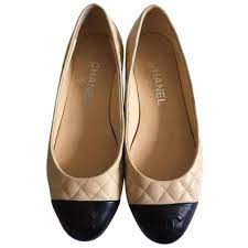 Pre Owned Chanel Beige Quilted Cc Ballerina Shw 37 Flats Beige Ballet Shoes Chanel Shoes Fashion Shoes Flats