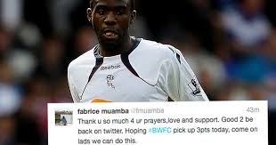 Fabrice muamba was discharged on monday from the hospital where the bolton midfielder had been treated since collapsing from a cardiac arrest during a game less than a month ago. Fabrice Muamba Bolton Star Tweets For First Time Since Heart Attack And Thanks Fans For Support Mirror Online