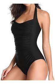 Lookbookstore Women S Blue Crochet Lace Halter Straps Swimsuits Blue Size 4 0 At Amazon Wom Tummy Control Swimsuit Control Swimwear Halter One Piece Swimsuit