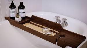 Wood tub caddy reclaimed oak cozy practical wooden caddy for a bathtub. Bathtub Tray Diy Build Youtube