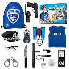 Amazon Com Police Officer Role Play Kit 15 Piece Policeman Pretend Play Set Hat Vest Badge Handcuffs Binoculars Cop In 2020 Cop Costume Swat Gear Kids Dress Up