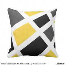 Black And White Decorative Pillows Yellow Gray Black White Geometric Throw Pillow Zazzle Com Geometric Throw Pillows Throw Pillows Yellow Pillows