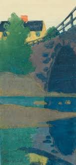 Arthur Wesley Dow Bridge Over Stream Ipswich Jane Voorhees Zimmerli Museum Rutgers University Nj Landscape Japanese Woodblock Printing Landscape Art