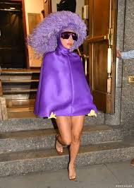 Maybe you would like to learn more about one of these? Lady Gaga S Purple Valentino Cape Dress And Feathered Hat Popsugar Fashion