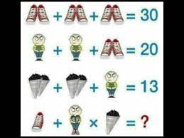 Shoe (5) + man, two scarves and two shoes (19) times scarf (2). Maths Puzzle Shoe Man X Cone Youtube