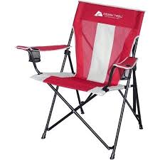 Ozark Trail 300 Lbs Capacity Tension Camp Chair With Oversized Frame With 2way Lock And 2 Cup Holders Red Check Camping Chairs Ozark Trail Camping Furniture
