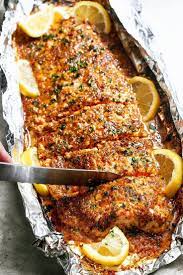 Honey Garlic Baked Salmon In Foil Seafood Dinner Baked Salmon Recipes Recipes