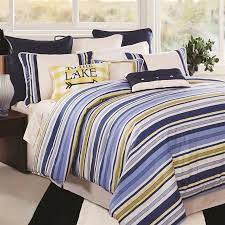 Great savings & free delivery / collection on many items. Beaufort 4 Pc Blue Yellow Striped Bedding Set Super Queen King Hiend Accents