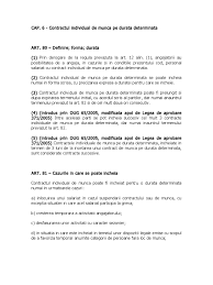 Potrivit codului muncii, contractul individual de munca pe durata determinata se poate incheia numai in forma scrisa, cu precizarea expresa a duratei pentru care se incheie, perioada care nu poate fi mai mare de 36 de luni. Cim Durata Determinata