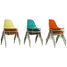 Vintage Midcentury Eames Fiberglass Stacking Shell Chairs Dss N Side Chairs Shell Chair Chair Side Chairs
