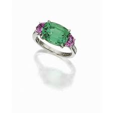 Green Tourmaline And Pink Sapphire Ring Set With A Cushion Shaped Green Tourmaline Weighing Approximately 5 0 Jewelry Tourmaline Jewelry Pink Sapphire Ring Set