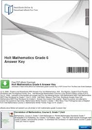 There is no full answer. Holt Mathematics Grade 6 Answer Key Pdf Free Download