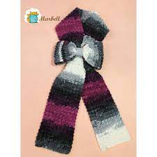 من اكتر الحاجات اللي عملتها الشتا ده كوفية بخيط صوف تركي مقاسها 14 145 marbell scarf bow crochet yarn colors hook crochetlovers handmade fashion