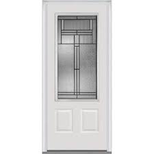 Mmi Door 32 In X 80 In Brighton Right Hand Inswing 3 4 Lite Decorative 2 Panel Primed Steel Prehung Front Door Z021441r The Home Depot Mmi Door Steel Doors Exterior Front Entry Doors