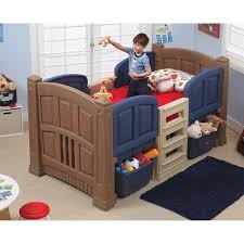 Step2 Toddler Storage Loft Bed Twin Blue Brown Walmart Com Low Loft Beds Kid Beds Kids Storage Furniture