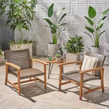 Camdyn Outdoor Wood And Wicker Club Chairs Set Of 2 Teak Mixed Mocha Walmart Com In 2020 Lounge Chair Outdoor Patio Furniture Deals Noble House