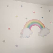 Pastel Rainbow With Clouds Wall Sticker Rainbow Wall Decal Rainbow Room Decor Unicorn Room Decor Rainbow Wall Stickers Rainbow Wall Decal Unicorn Wall Decal