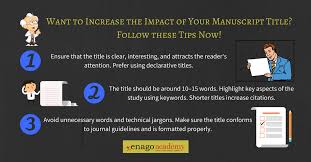 Maybe you would like to learn more about one of these? Writing A Good Research Title Things To Avoid Enago Academy