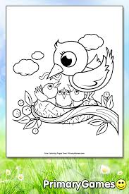 Phoebe and robin nest box plans. Mother And Baby Birds In A Nest Coloring Page Free Printable Pdf From Primarygames