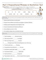 3rd grade 4th grade 5th grade 6th grade. 4th Grade Prepositional Phrases Printable Worksheets Education Com