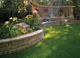 Basalite Sloped Backyard Backyard Retaining Walls Backyard Landscaping