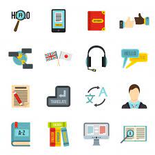 Learning Foreign Languages Icons Set Language Icon Foreign Language Learning Words In Different Languages