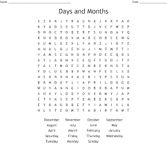 All weeks are starting on monday and ending on sunday. Days And Months Word Search Wordmint