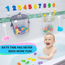 Pour bubble bath foam into the turtle's head and then pull his arm to give his octopus pal a foamy hair do! Buy Comfylife Baby Bath Toy Organizer Bath Toy Storage For Shower Bathtub Toy Organizer Includes Foam Bath Toys Numbers Letters Squirty Toys Extra Net That Doubles As