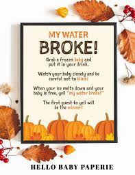 Pumpkin Baby Shower Games Frozen Baby Shower Game My Water Broke Baby Shower Game Baby Shower Pumpkin Frozen Baby Shower Baby In Pumpkin