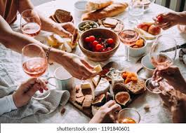 Catch my party features a super style mystery dinner, complete with a classic british dinner of prime rib and mashedpotatoes. Friends Having Dinner Party Different Kinds Stock Photo Edit Now 1191840601